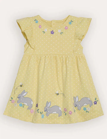 Yellow Bunny Appliqué Summer Dress